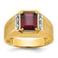 14k Mens Polished and Satin Octagon Lab Created Ruby and 1/20 carat Diamond Complete Ring - Sophia Jewelers