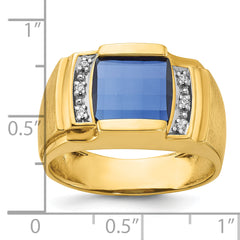 10k Men's Cr. Sapphire and Diamond Complete Ring