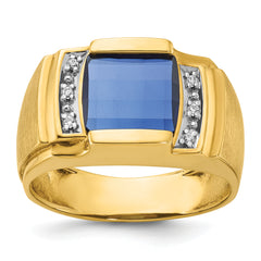 10k Men's Cr. Sapphire and Diamond Complete Ring