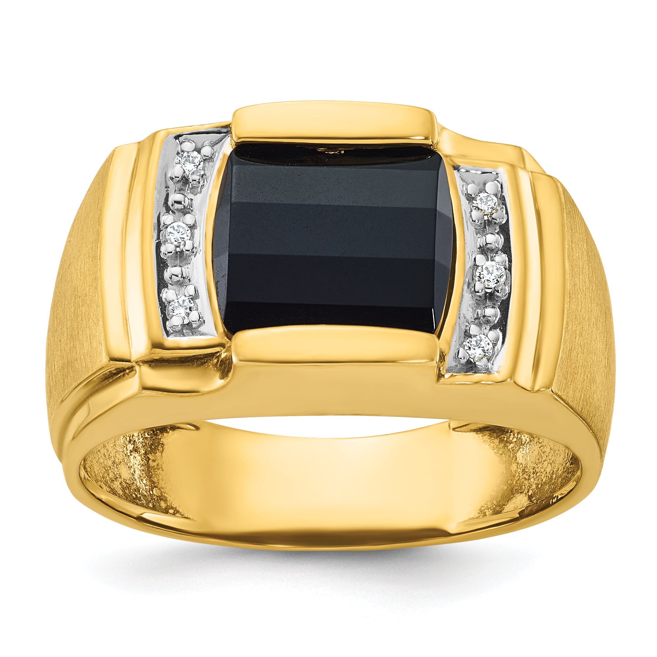 10k Men's Onyx and Diamond Complete Ring