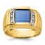 14k Mens Barrel Lab Created Sapphire and 1/20 carat Diamond Complete Ring - Sophia Jewelers