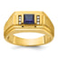 14k Mens Square Lab Created Sapphire and 1/20 carat Diamond Satin Complete Ring - Sophia Jewelers