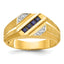 Men's Square Lab-Created Sapphire & Diamond Ring in 14K Yellow Gold (0.02 ct. tw.), Size 10 - Sophia Jewelers