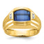 14k Mens Polished and Satin Barrel Gemstone and Diamond Ring Mounting, Mounting Only - Sophia Jewelers