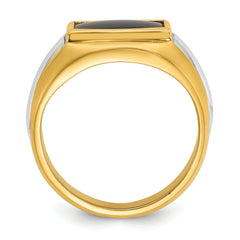 10k Two-tone Men's Onyx Complete Ring