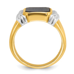 10k Two-tone Men's Onyx Complete Ring