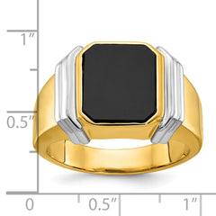 10k Two-tone Men's Onyx Complete Ring