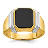 10k Two-tone Men's Onyx Complete Ring