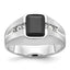 14k White Gold Men's Polished and Satin Onyx and 1/8 Carat AA Quality Diamond Ring - Sophia Jewelers