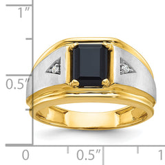 10k Two-tone Men's Satin Onyx and Diamond Complete Ring