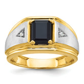 10k Two-tone Men's Satin Onyx and Diamond Complete Ring