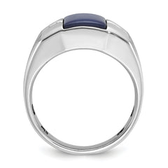 10kw Men's Cr.Blue Star Sapphire and Diamond Satin Complete Ring