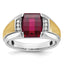 Men's Lab-Created Ruby & Diamond Ring in 14K Two-Tone Gold (1/20 ct. tw.), Size 10 - Sophia Jewelers