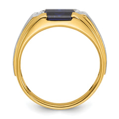 10k Two-tone Men's Cr. Sapphire and Diamond Complete Ring