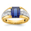 Men's Lab-Created Sapphire & Diamond Ring in 10K Two-Tone Gold (1/8 ct. tw.), Size 10 - Sophia Jewelers