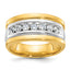 14k Two-tone Men's Polished and Grooved 7-Stone Ring Mounting, Mounting Only - Sophia Jewelers