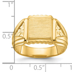 14k 10x10mm Men's Square Signet Ring