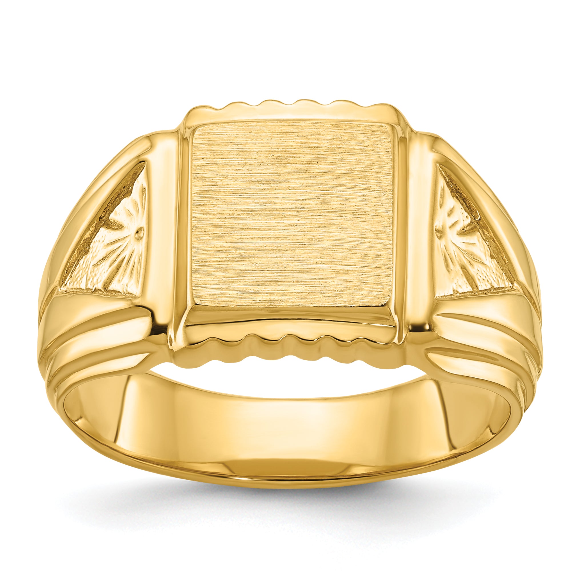 14k 10x10mm Men's Square Signet Ring