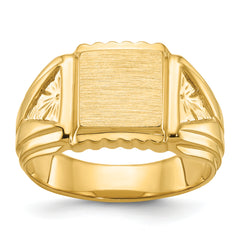 14k 10x10mm Men's Square Signet Ring