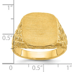 14k 14.8x14.8mm Men's Cushion Signet Ring