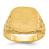 14k 14.8x14.8mm Men's Cushion Signet Ring