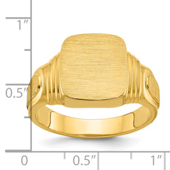 14k 14x12mm Men's Cushion Signet Ring