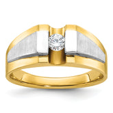 14k Two-tone Men's Polished and Satin Complete Lab Grown VS/SI FG - Sophia Jewelers