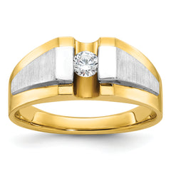 14k Two-tone Men's Polished and Satin Complete Lab Grown VS/SI FG - Sophia Jewelers