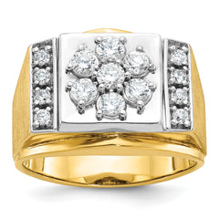 14k Two-tone Men's Polished and Satin 1 Carat Lab Grown Diamond Cluster Ring - Sophia Jewelers