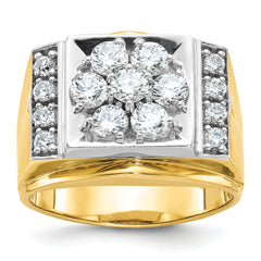 14k Two-tone Men's Polished and Satin 1 1/2 Carat Lab Grown Diamond Cluster Ring - Sophia Jewelers