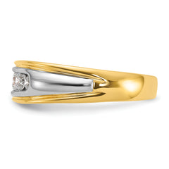 14k Two-tone 1/2 carat Lab Grown Diamond VS/SI+ G+ Complete Polished and Grooved Men's Ring