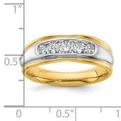 14k Two-tone 1/2 carat Lab Grown Diamond VS/SI+ G+ Complete Polished and Grooved Men's Ring