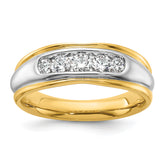 14k Two-tone 1/2 carat Lab Grown Diamond VS/SI+ G+ Complete Polished and Grooved Men's Ring