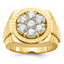 14k Men's Polished Satin and Diamond-cut Round 2 Carat AA Quality Diamond Cluster Ring - Sophia Jewelers