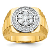 10k Two-tone Men's Polished Satin and Textured 1 Carat A Quality Diamond Ring