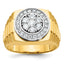 14k Two-tone Mens Polished Satin and Textured 1 Carat AA Diamond Cluster Halo Ring - Sophia Jewelers