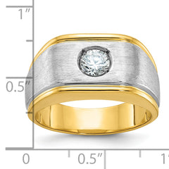 14k Two-tone Men's Polished and Satin Diamond Ring Mounting (No Stones Included)