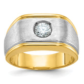 14k Two-tone Men's Polished and Satin Diamond Ring Mounting (No Stones Included)