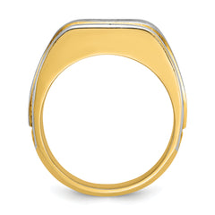 14k Two-tone Men's Polished and Satin Complete Lab Grown VS/SI FG - Sophia Jewelers