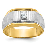 14k Two-tone Men's Polished and Satin Complete Lab Grown VS/SI FG - Sophia Jewelers