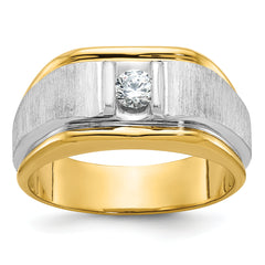 14k Two-tone Men's Polished and Satin Complete Lab Grown VS/SI FG - Sophia Jewelers