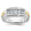 14k Two-tone Men's Polished Satin and Grooved 5-Stone Ring Mounting - Sophia Jewelers