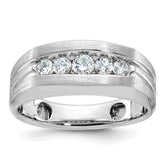 10k White Gold Men's Polished and Brushed 5-Stone 1/2 Carat A Quality Diamond Ring
