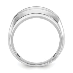 10k White Gold Men's Polished Satin and Grooved 5-Stone 1 Carat A Quality Diamond Ring