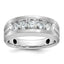 14k White Gold Men's Polished Satin and Grooved 5-Stone Ring Mounting, Mounting Only - Sophia Jewelers