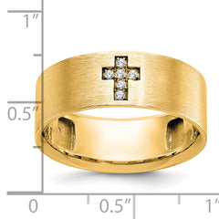 10k Men's Satin 1/20 Carat A Quality Diamond Cross Ring
