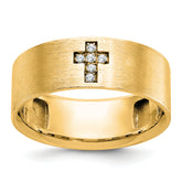 10k Men's Satin 1/20 Carat A Quality Diamond Cross Ring