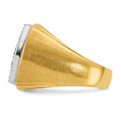 14k Two Tone 1 3/4 carat Lab Grown Diamond VS/SI+ G+ Complete Men's Polished and Satin Cluster Ring