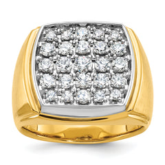 14k Two Tone 1 3/4 carat Lab Grown Diamond VS/SI+ G+ Complete Men's Polished and Satin Cluster Ring