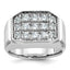 14k White Gold Mens Polished and Satin 1.5 Carat AA Quality Diamond Cluster Ring - Sophia Jewelers